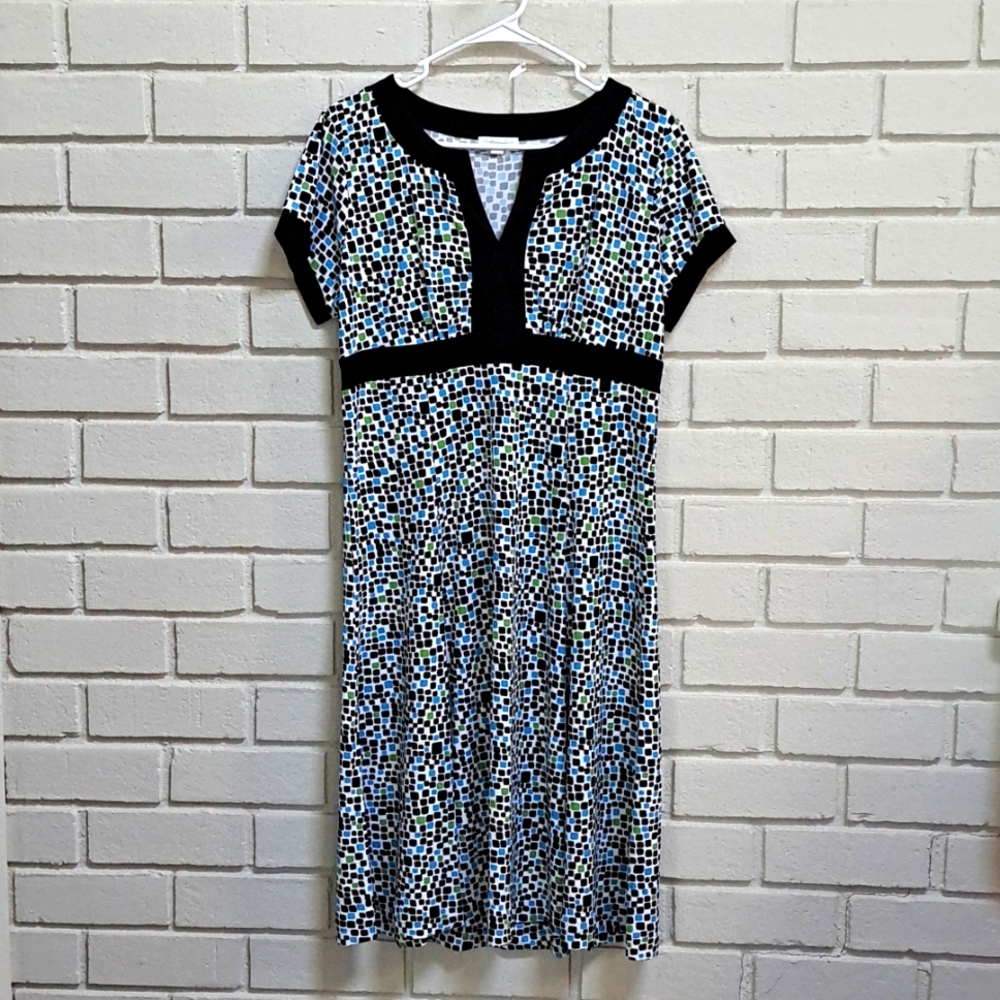 Charter Club Vibrant V-Neck High Waisted Midi Dress. Size 14 Petite